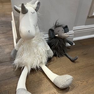 Restoration Hardware Wooly Plush Unicorn and Elephant